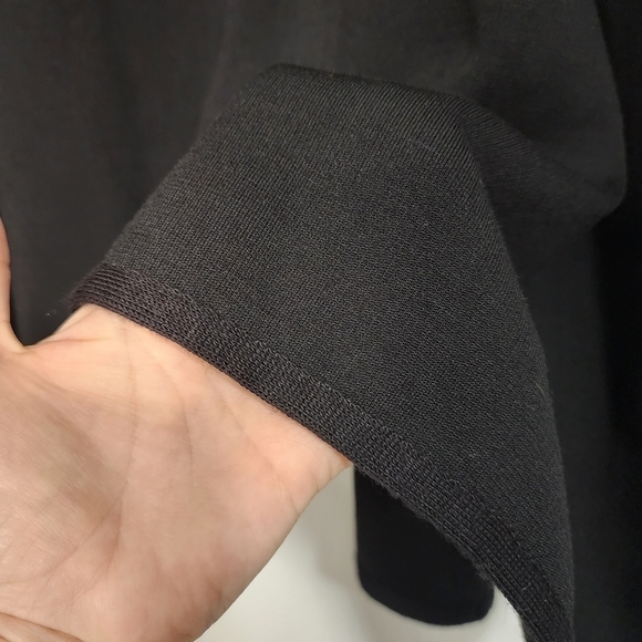 St John Black Wool Poncho Knit cape Minimalist Lagenlook Neutral Luxury luxe - Picture 12 of 15